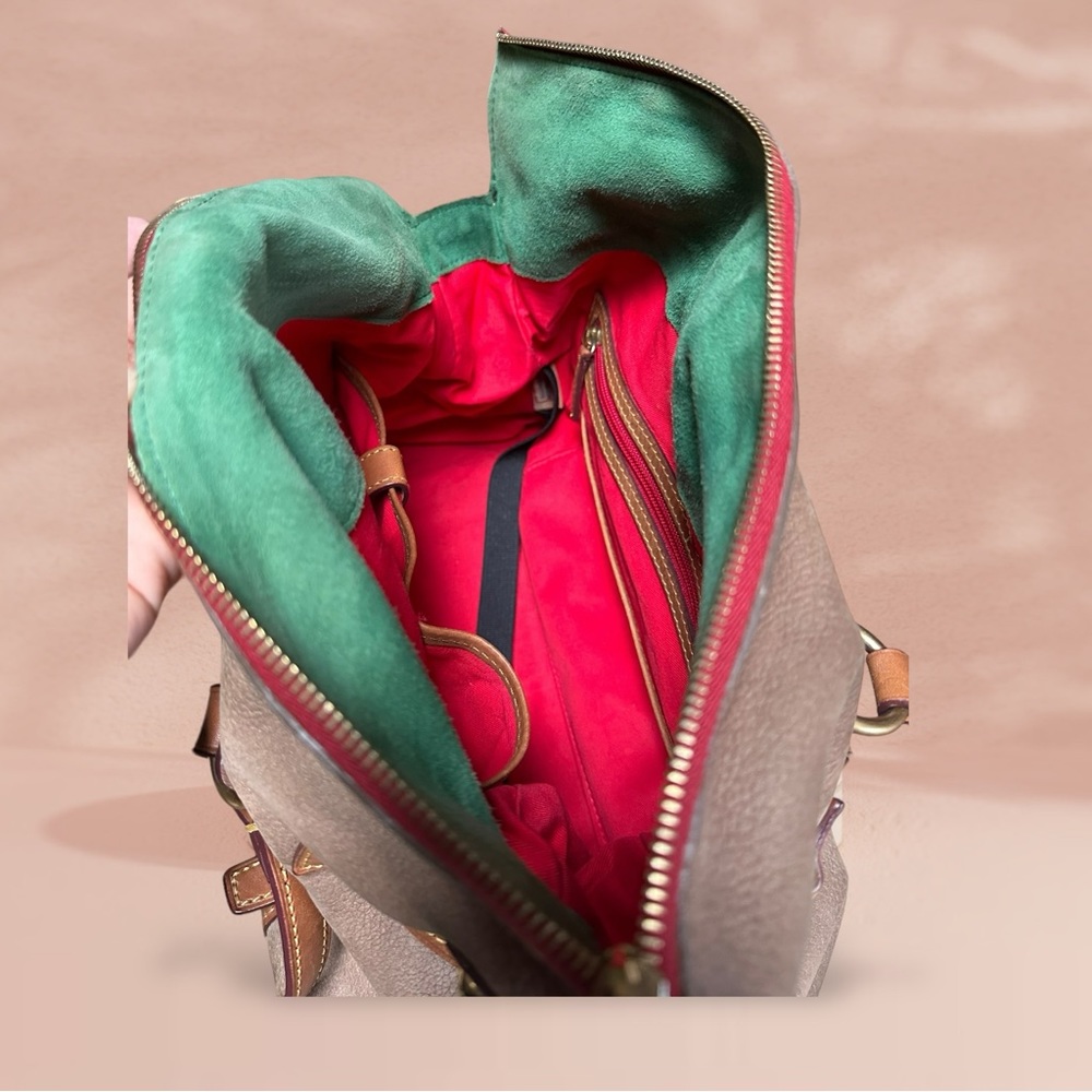 Dooney & Bourke brown suede leather satchel purse (S32) - Picture 8 of 12